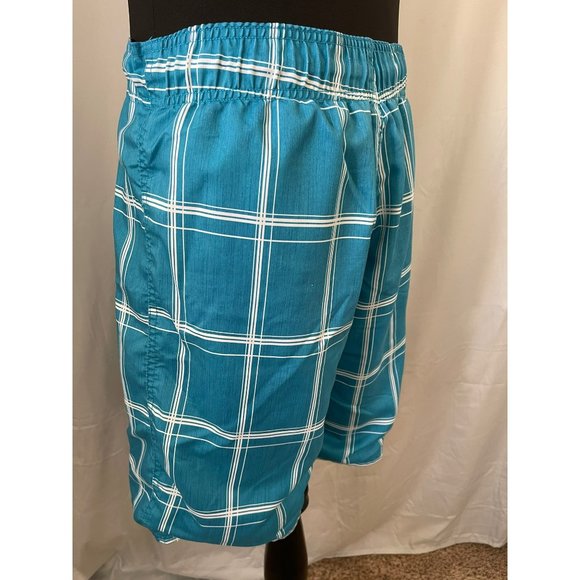 OP Men's Teal/White Checkered Swim Trunks - Picture 3 of 10